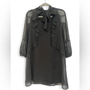 Zara Black Sheer Ruffle Dress